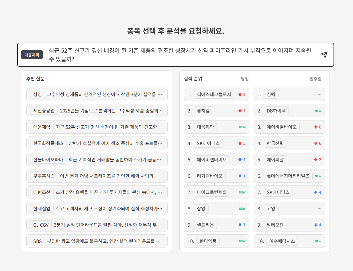 스탁이지 AI 실사용 화면 미리보기